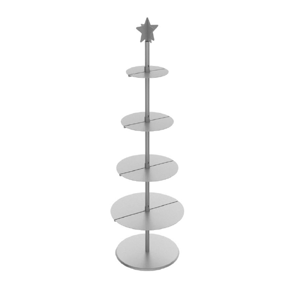 Imagine DISPLAY ROTUND POM CRACIUN 4NIV 177X54X54 ARGINTIU