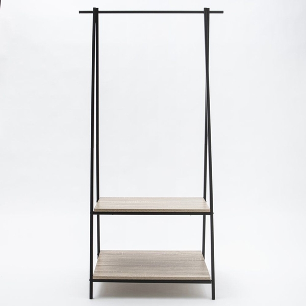 Imagine STAND METAL NEGRU/2 POLITE LEMN 78X44XH150CM
